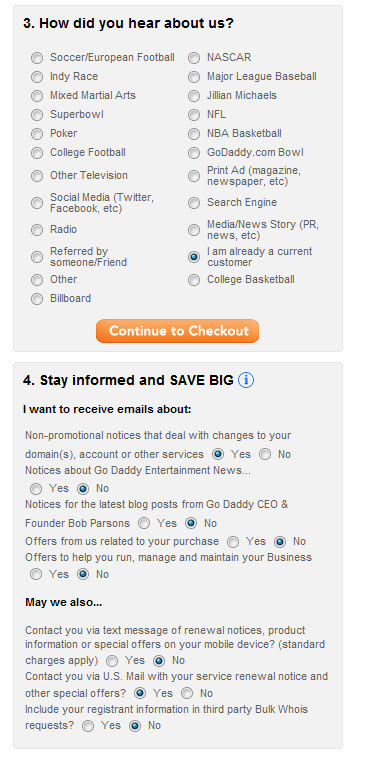 Email options screenshot