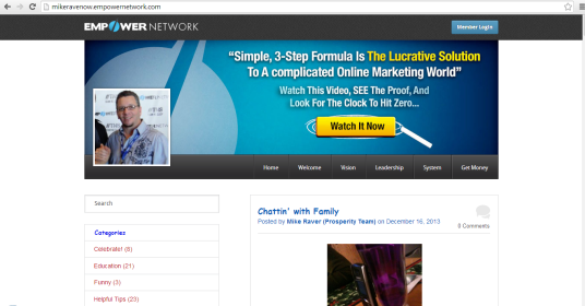 A screen shot of an empower network blog