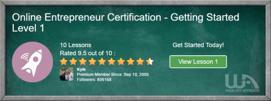 Online Entrepreneur Course Getting Started Page Screenshot